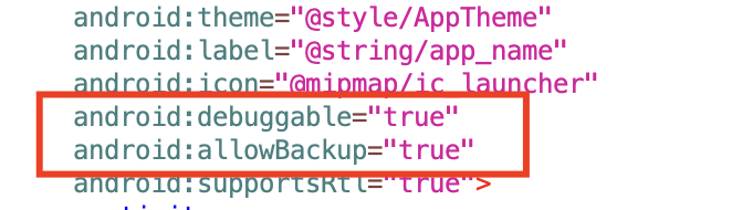 debug & allowbackup
